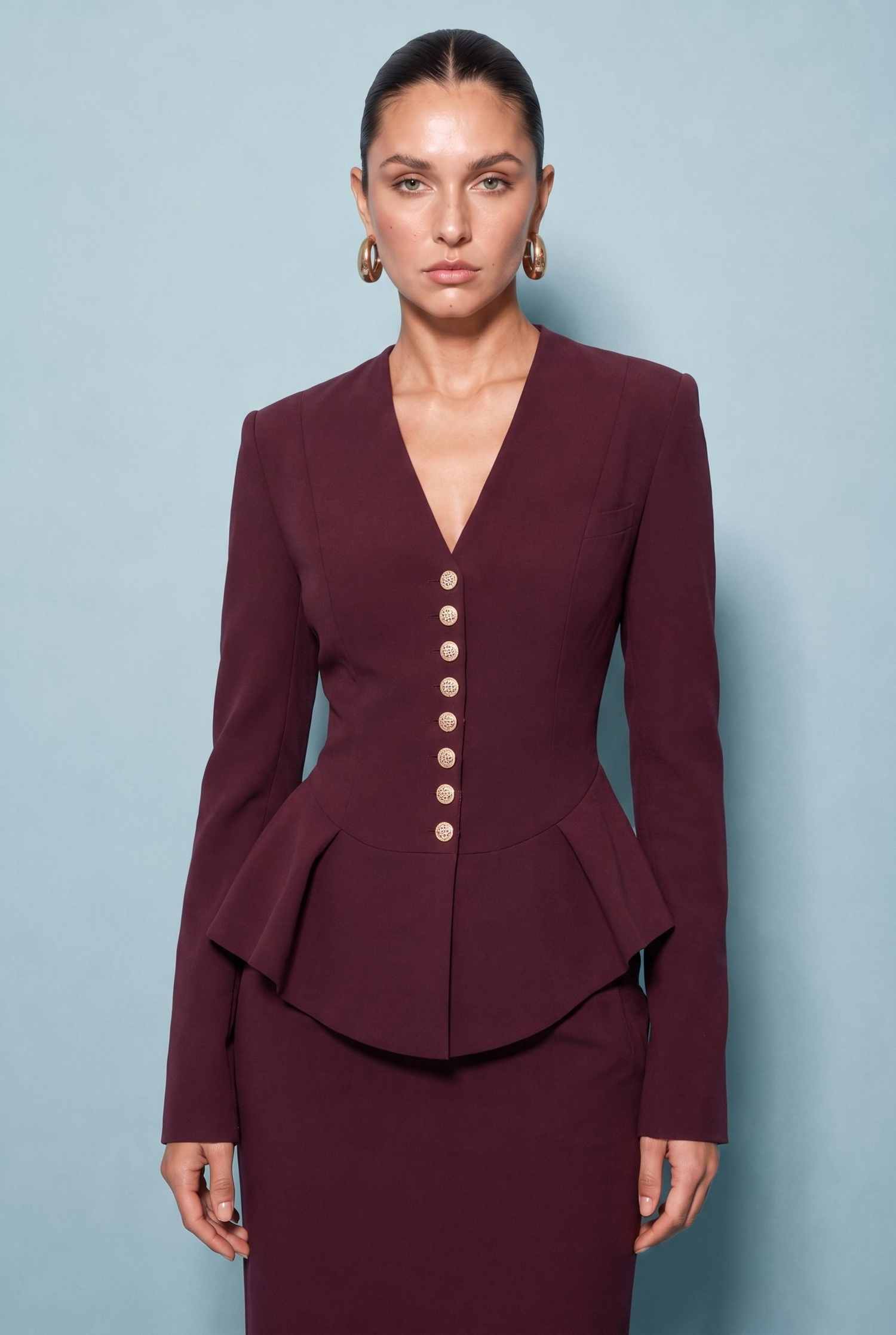Odette Peplum Suit Mürdüm