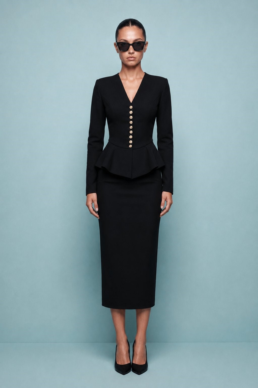 Odette Peplum Suit Siyah