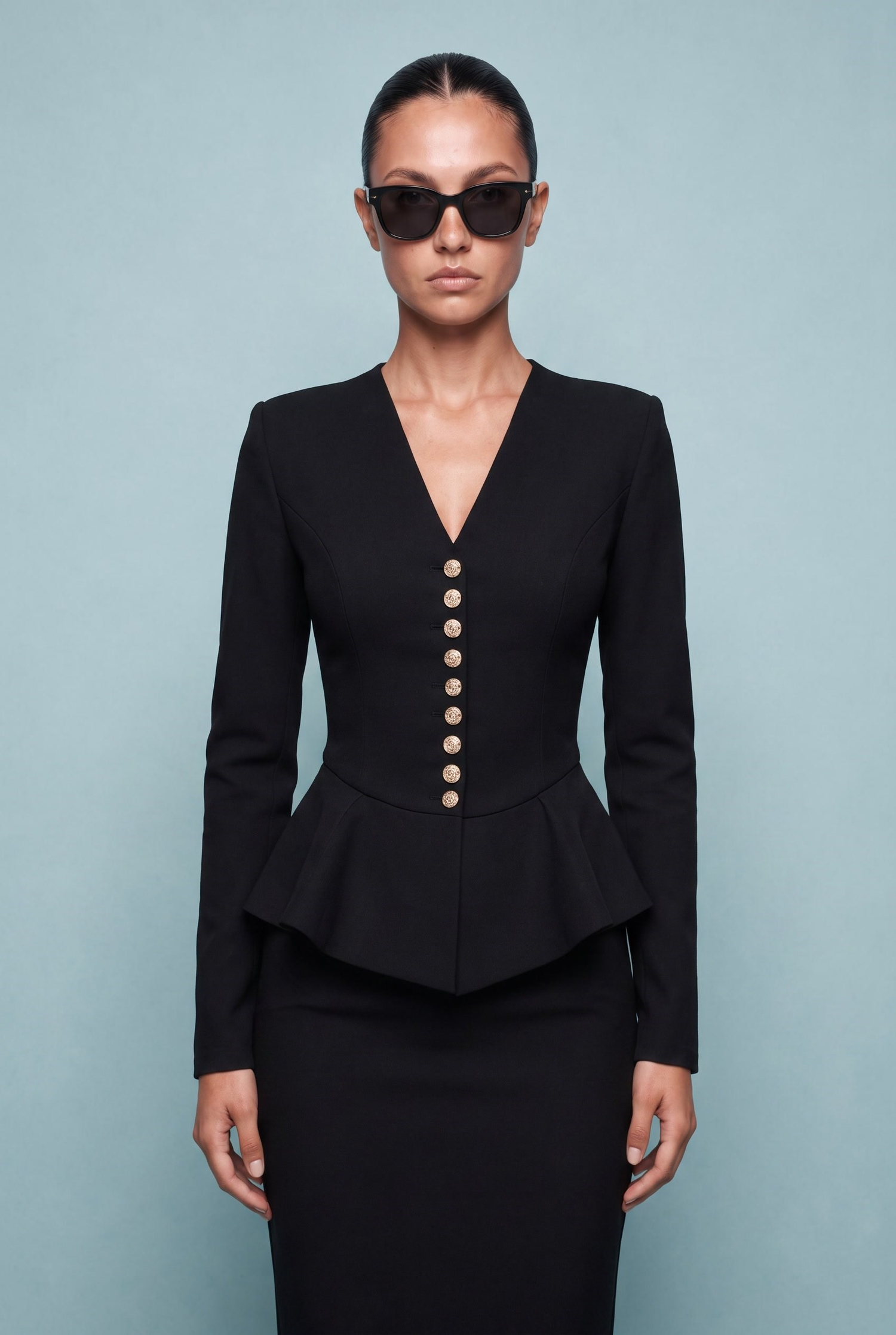 Odette Peplum Suit Siyah