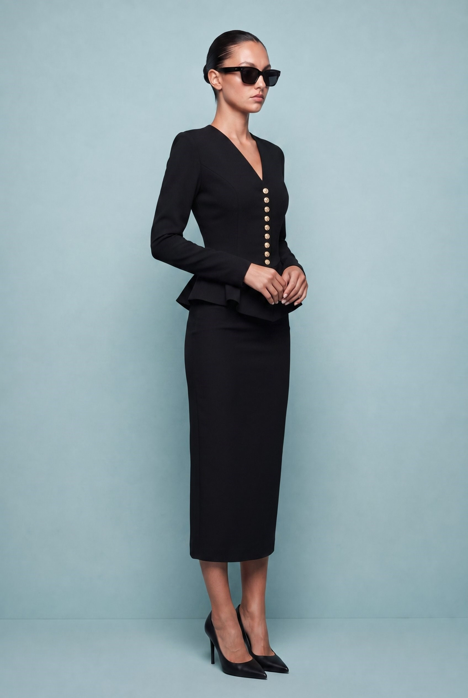 Odette Peplum Suit Siyah