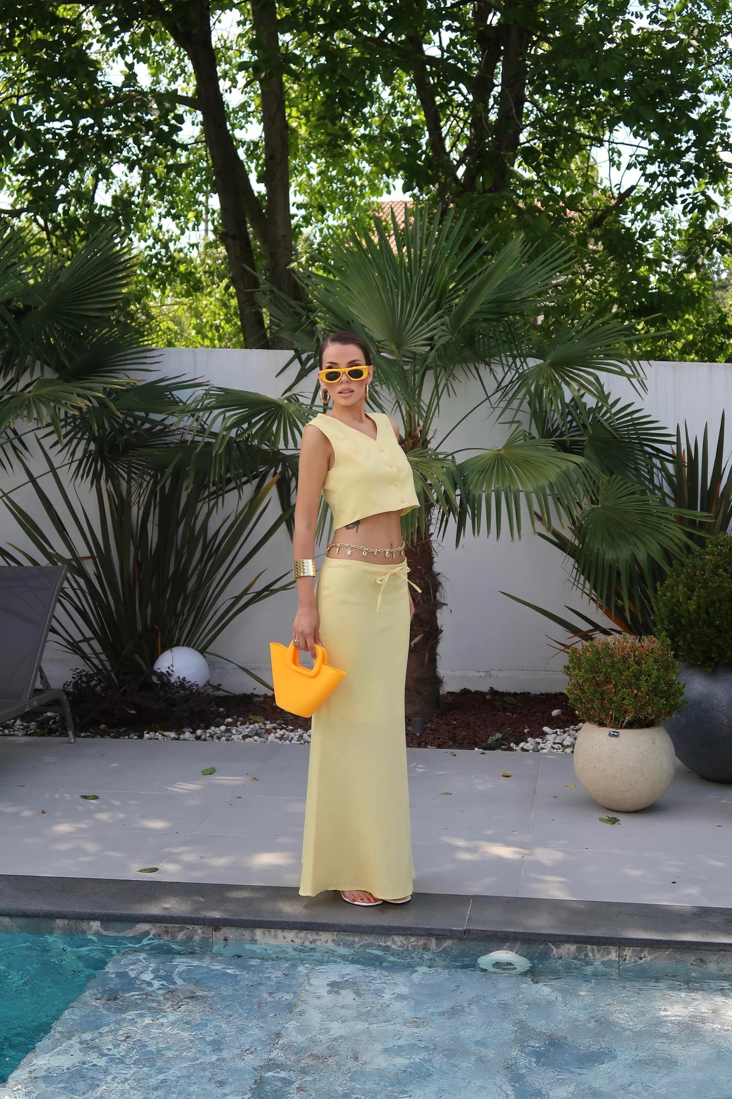 Palma Summer Rebecca Maxi Keten Etek Sarı