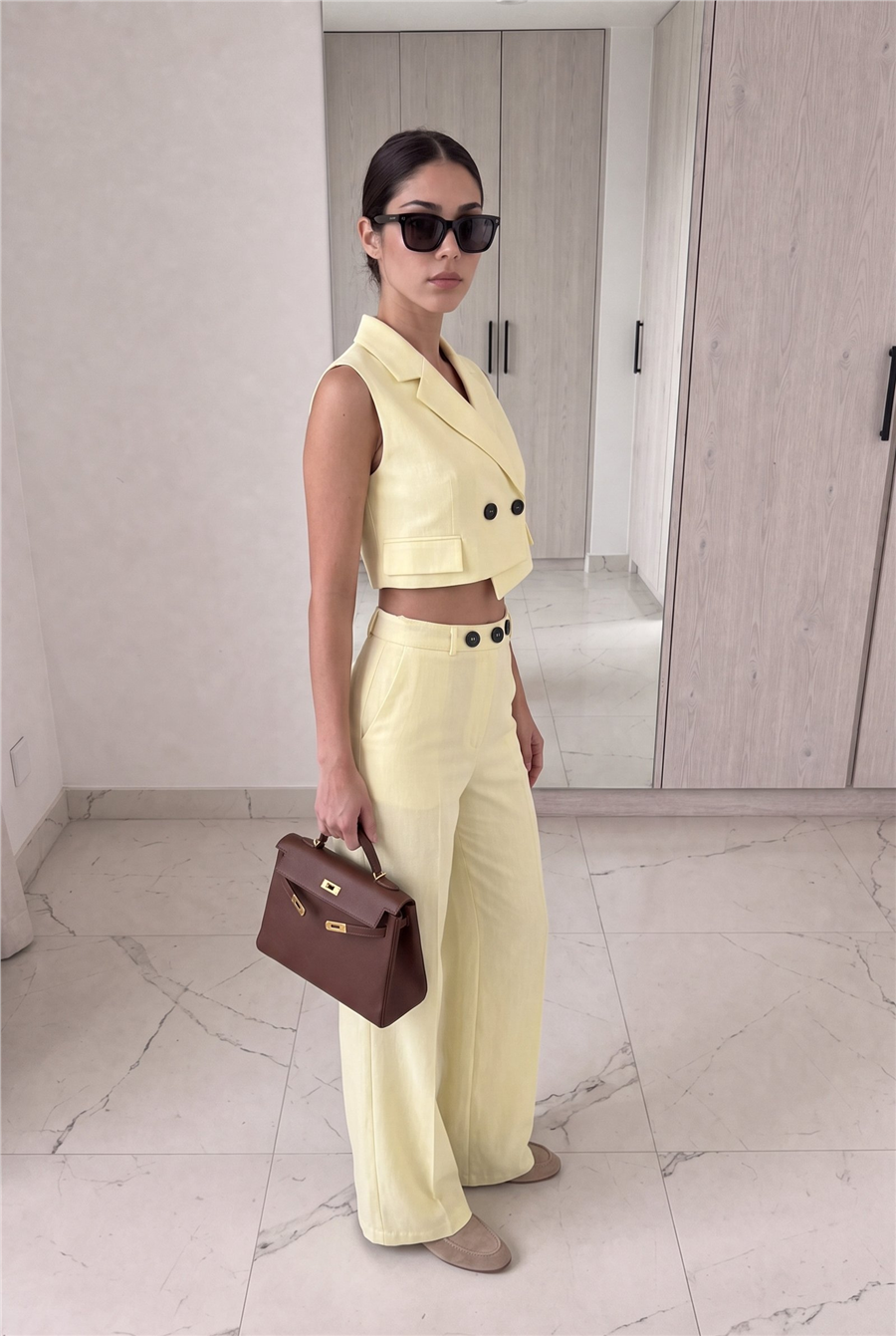 Rachel Yelekli İkili Takım Sarı