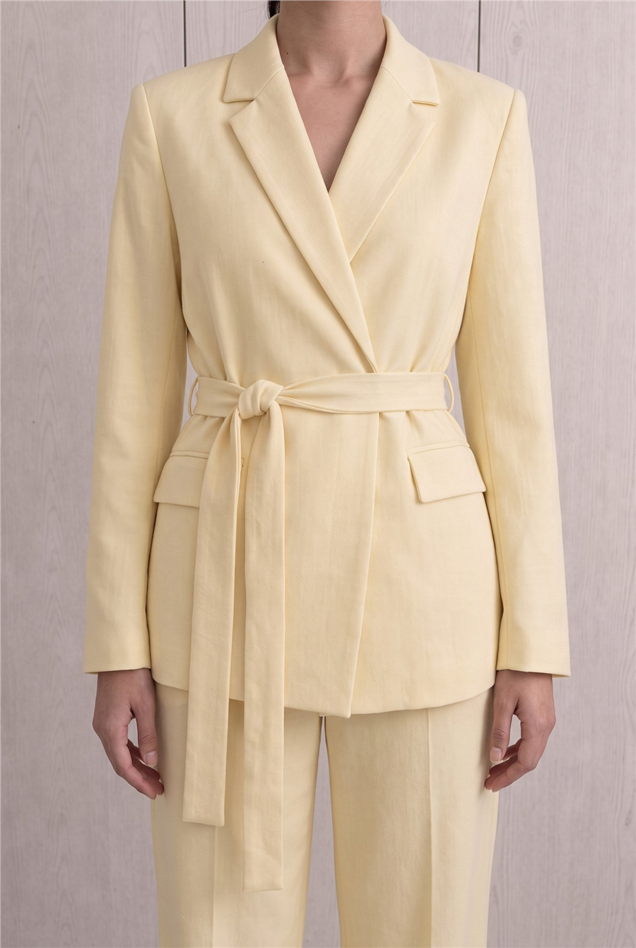 Rae Kuşak Detaylı Blazer Takım Sarı
