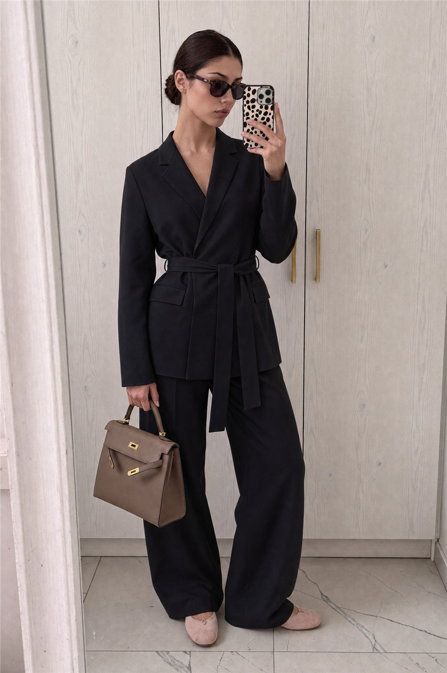 Rae Kuşak Detaylı Blazer Takım Siyah
