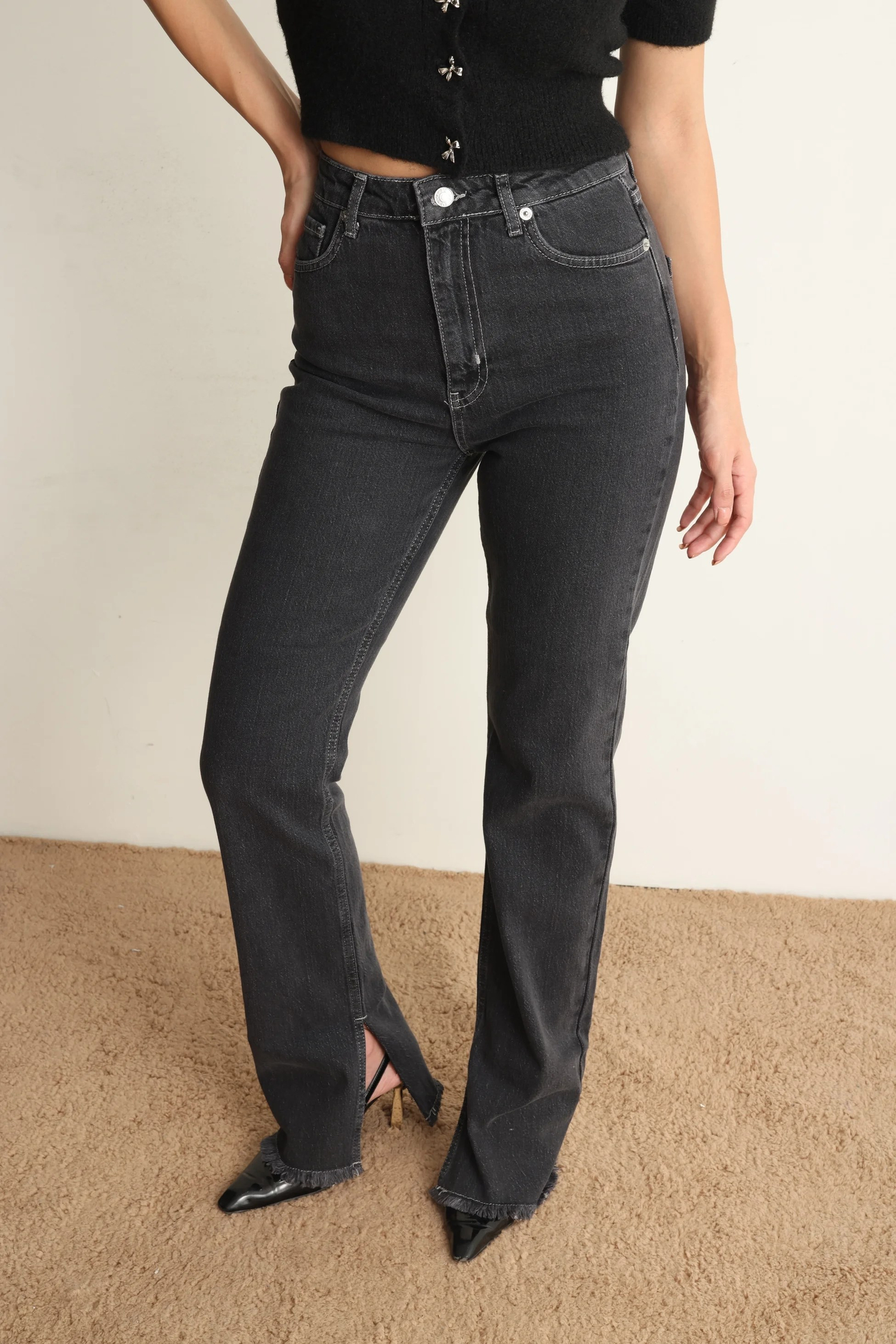 Regular Fit Denim Pantolon Siyah