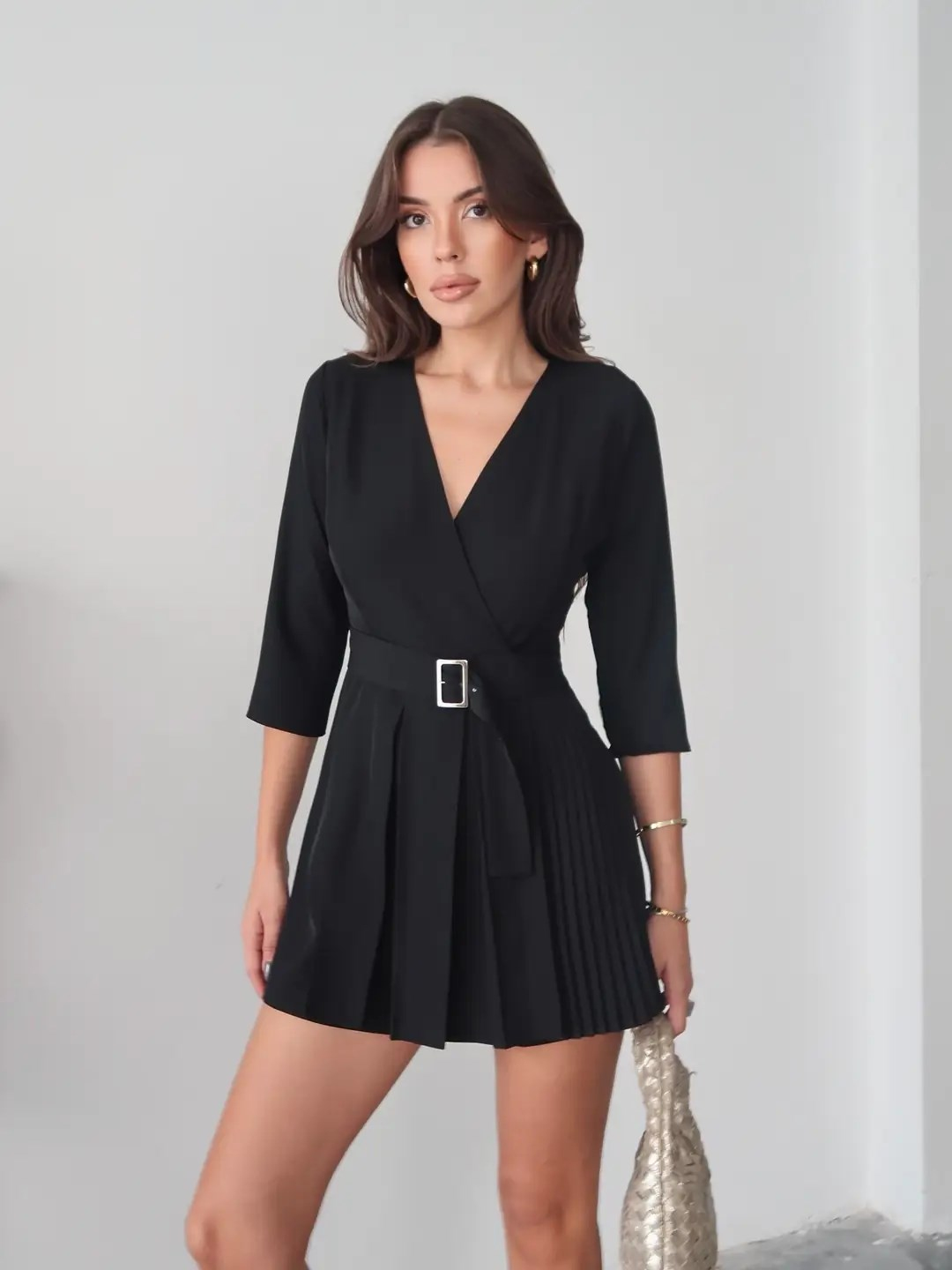 Siyah Mini Elbise Şortlu