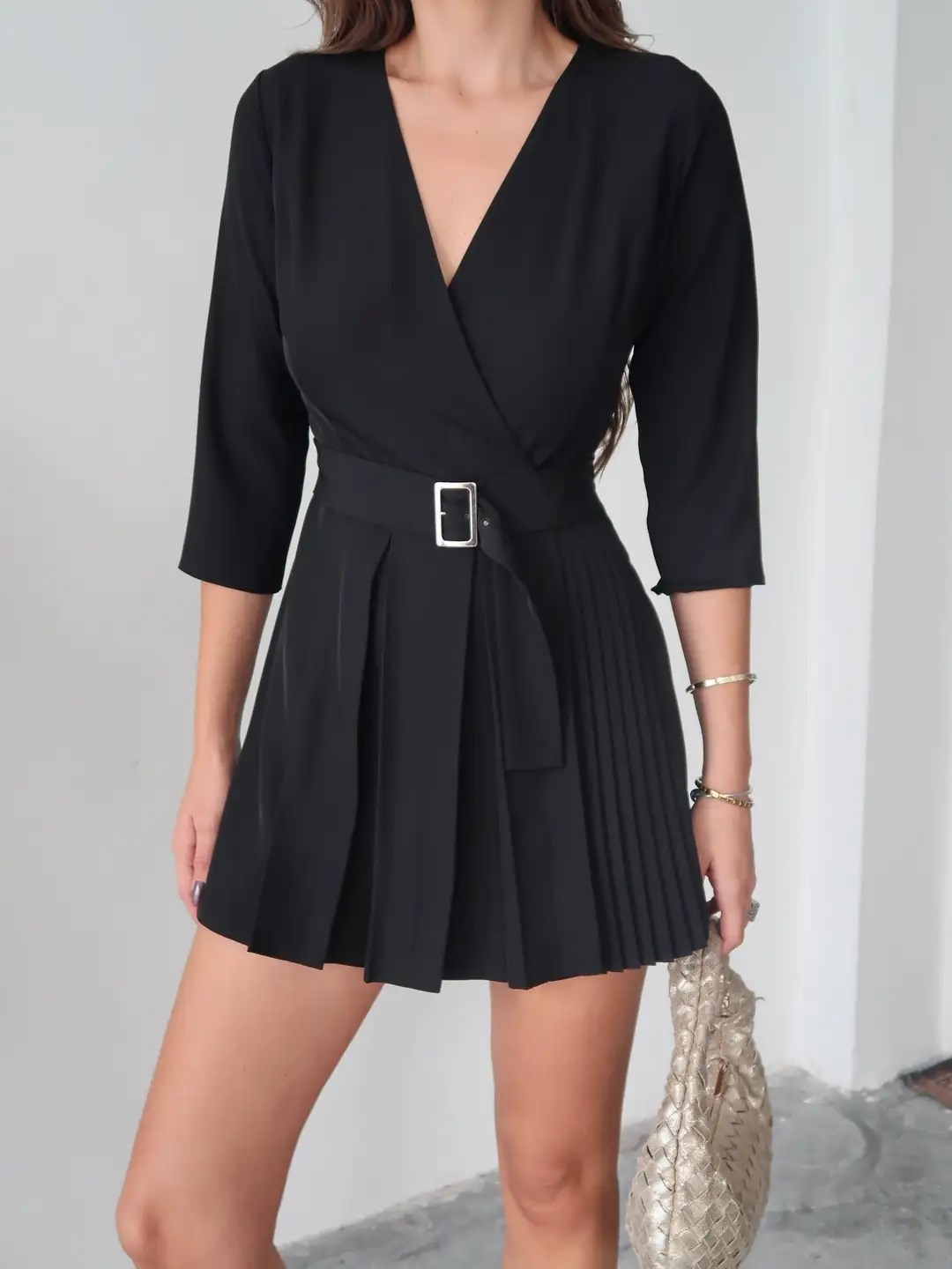 Siyah Mini Elbise Şortlu