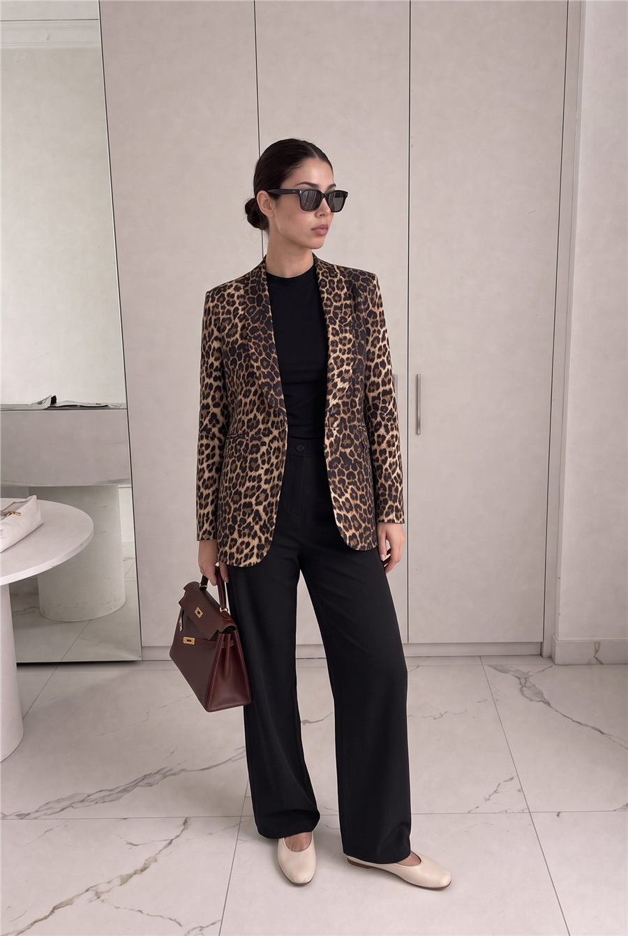 Tek Düğmeli Ceket Pantolon Takım Leopar