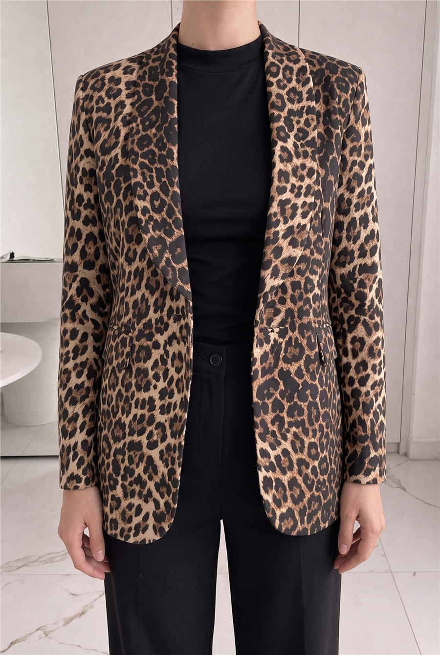 Tek Düğmeli Ceket Pantolon Takım Leopar