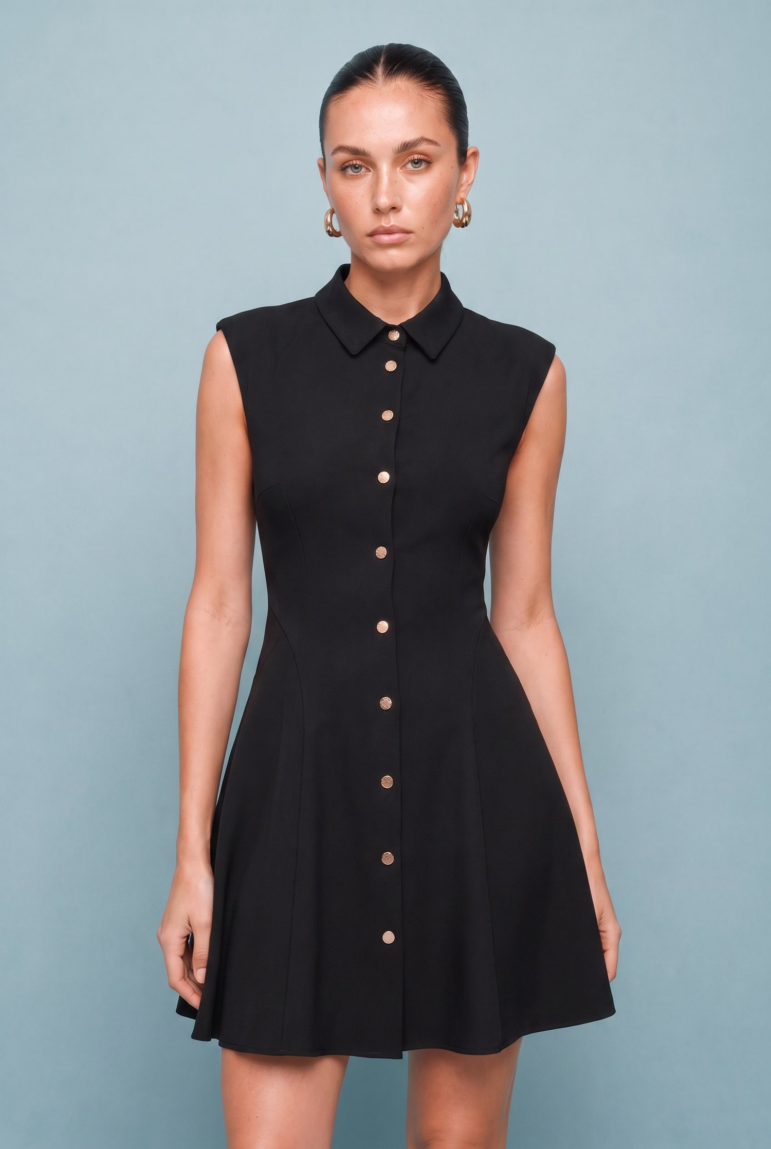 Valerie Gold Button Mini Dress