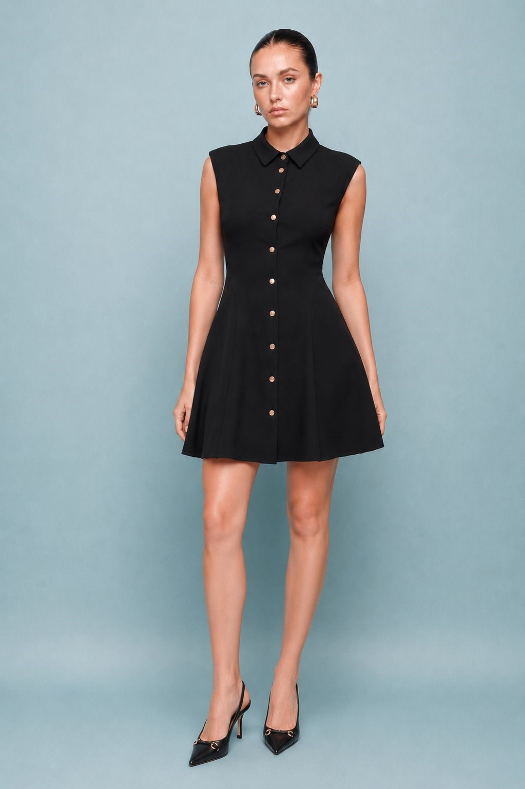 Valerie Gold Button Mini Dress