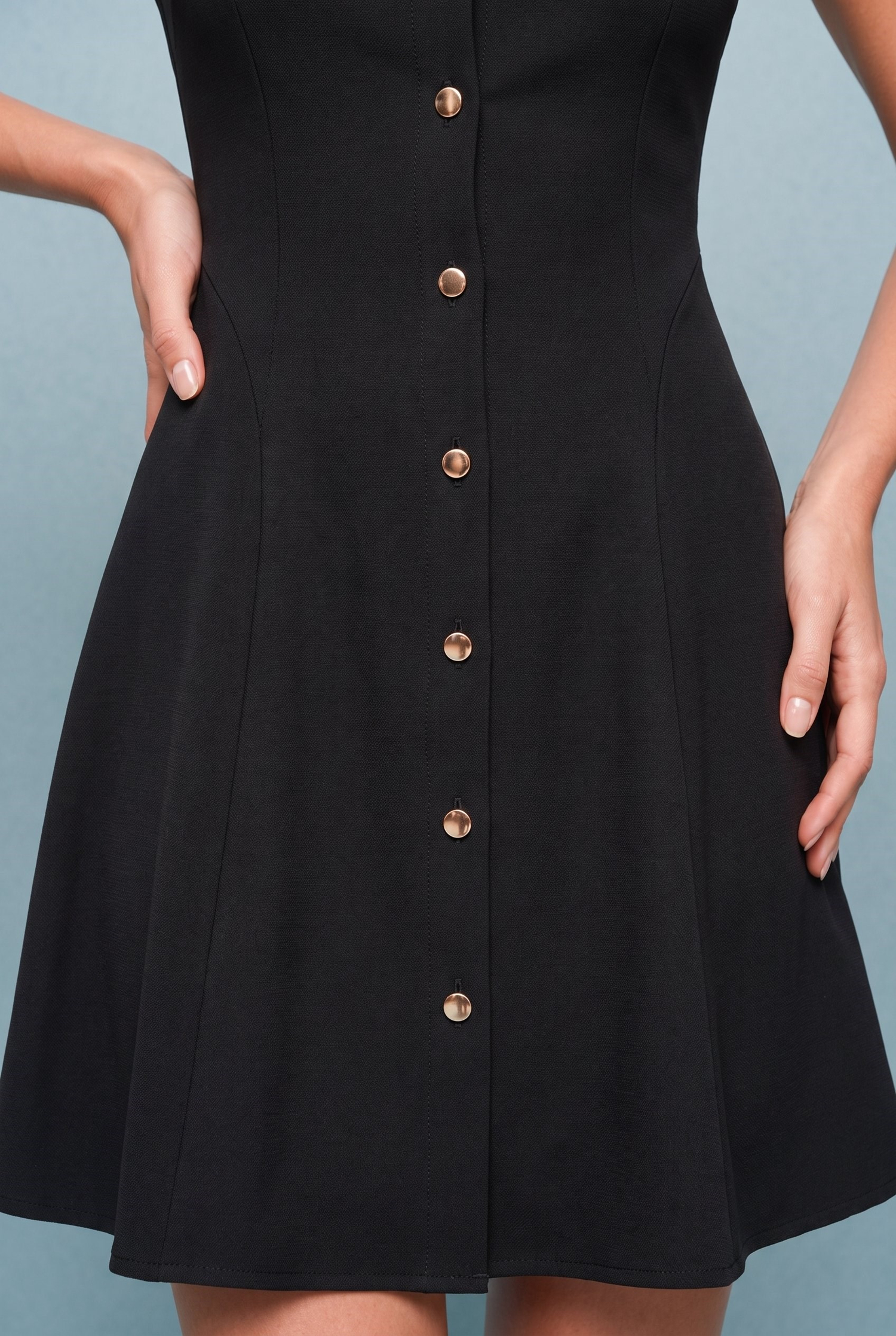 Valerie Gold Button Mini Dress