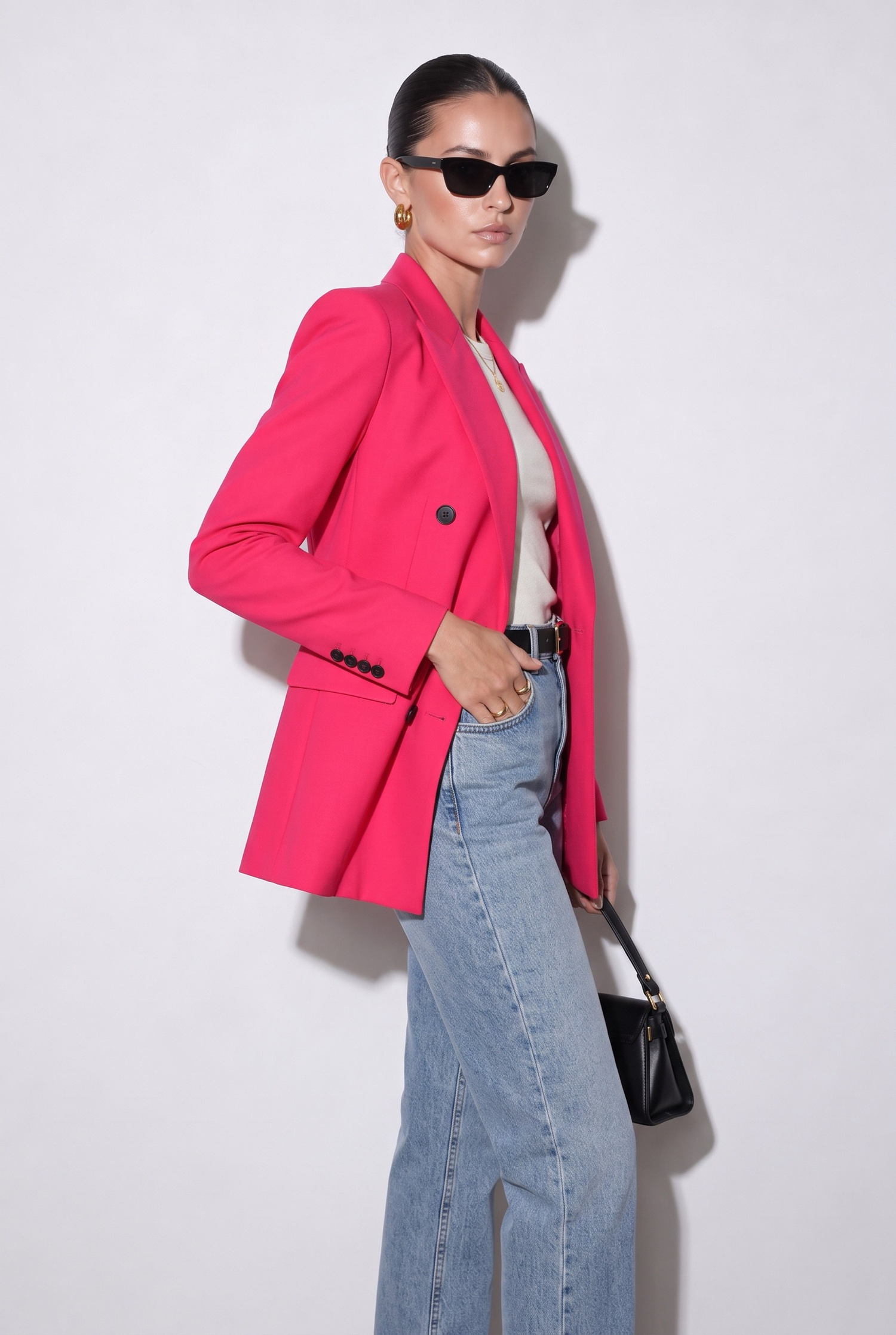 Vera Yün Efektli Blazer Fuşya