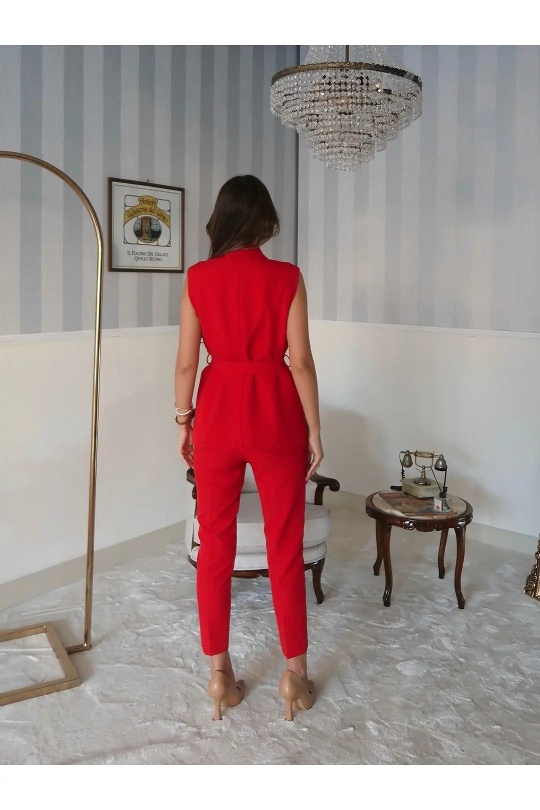 Violet Kuşaklı Yelek Kırmızı