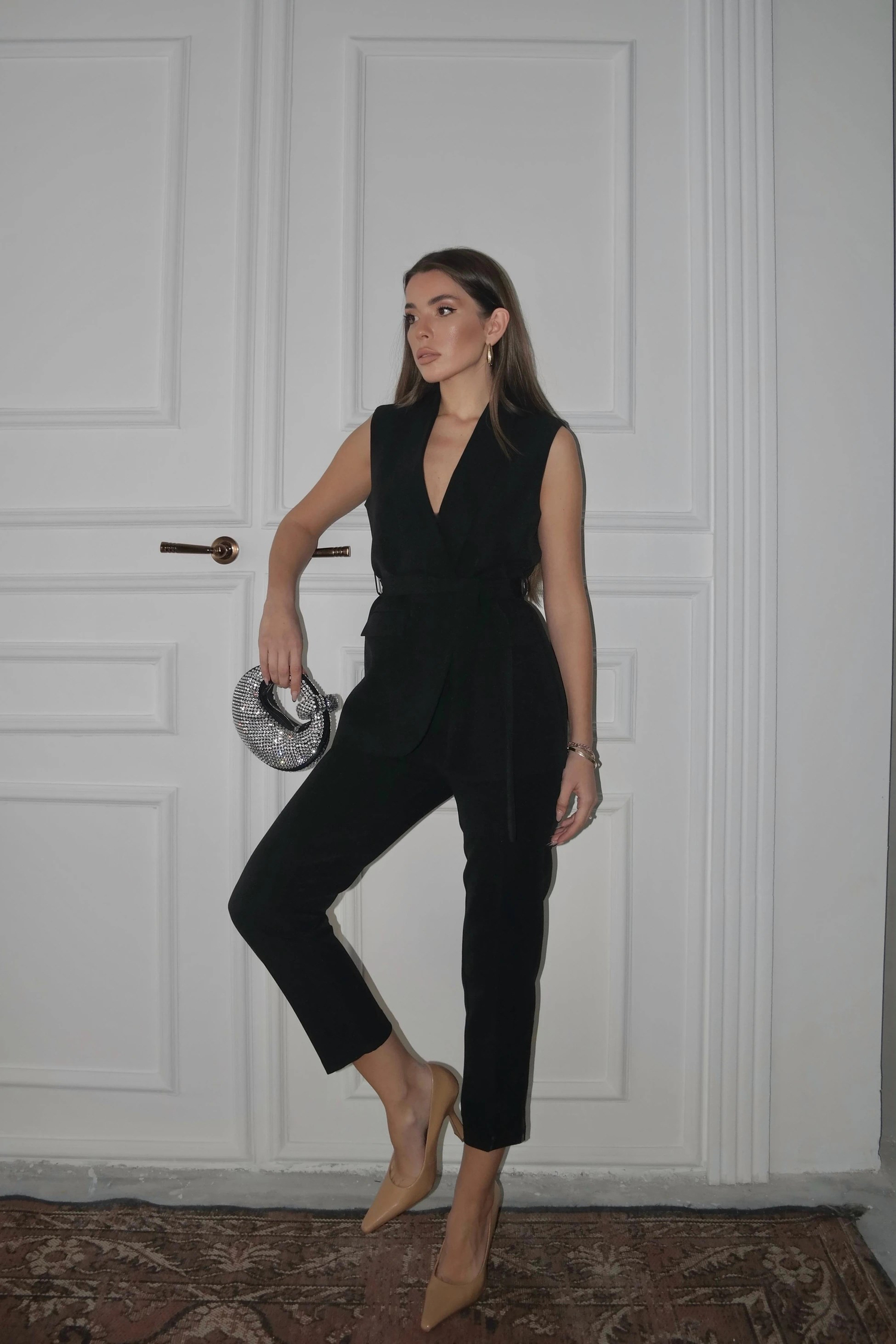 Violet Kuşaklı Yelek Siyah