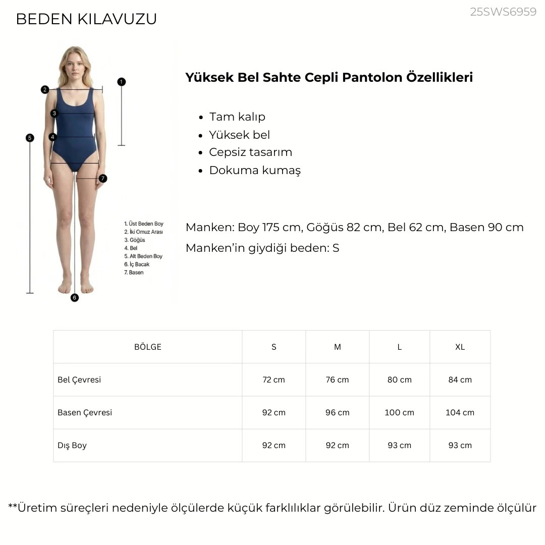 Yüksek Bel Lacivert Pantolon