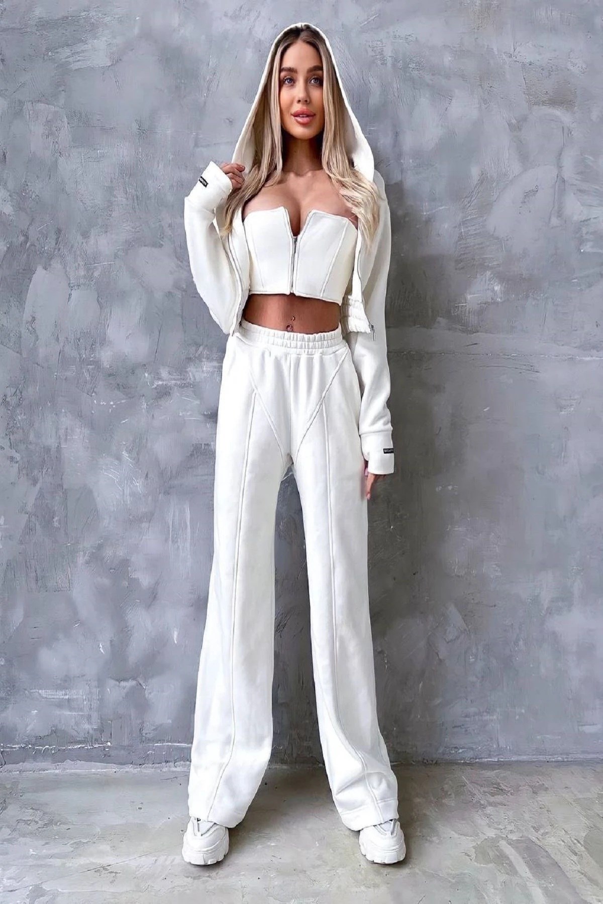 3'Lü Set Alt Üst Crop Takım 