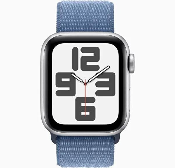 Apple Watch SE 2. Nesil 2023 GPS 40 MM Gümüş Rengi Alüminyum Kasa ve Buz Mavisi Spor Loop