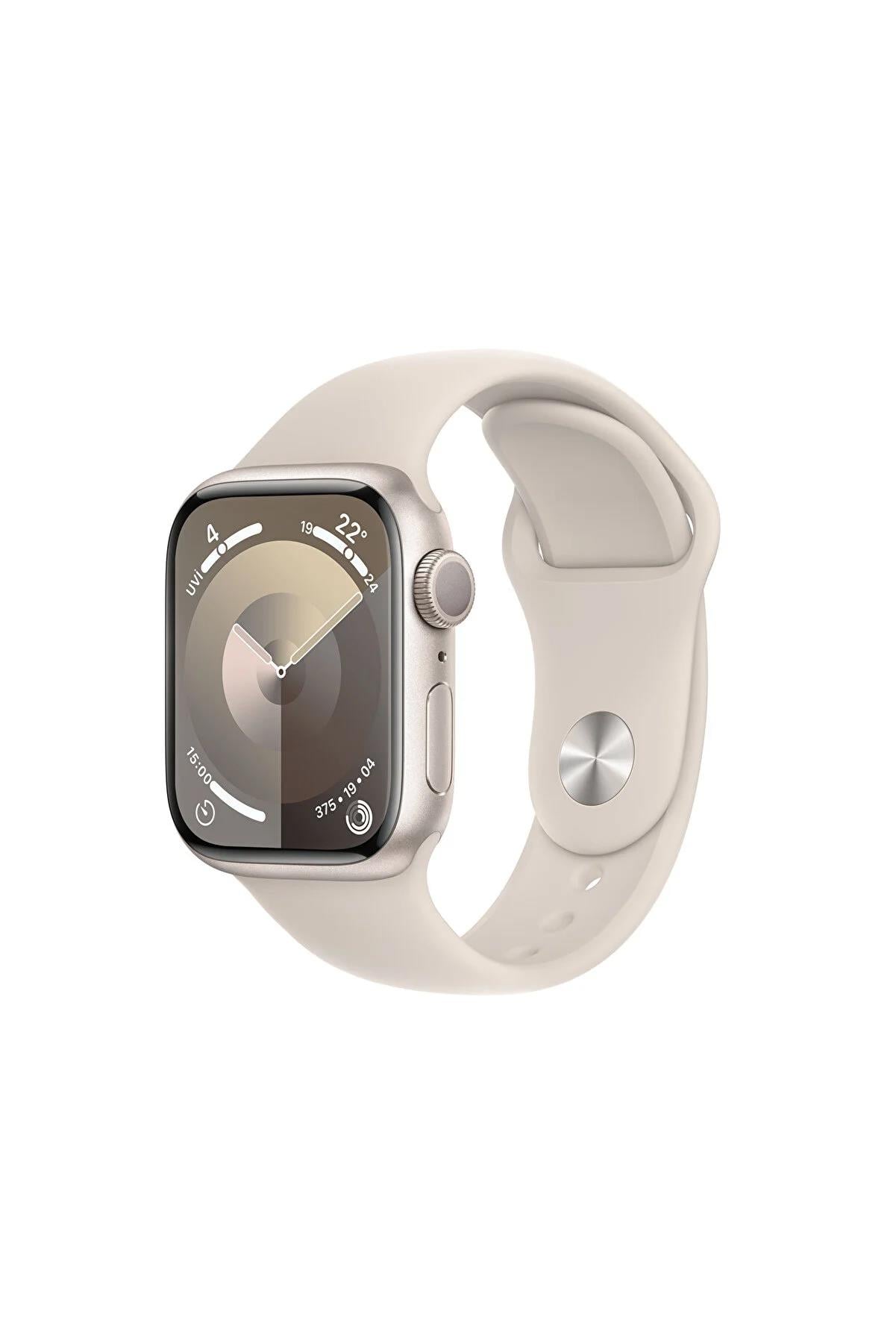 Apple Watch Series 9 GPS 41mm Yıldız Işığı Alüminyum Kasa ve Yıldız Işığı Spor Kordon S-M