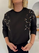 Taşlı Siyah Sweat