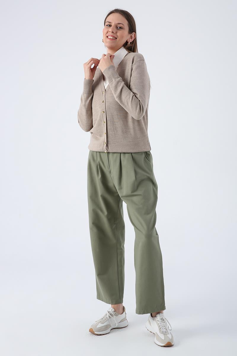 Cardigan en tricot court beige