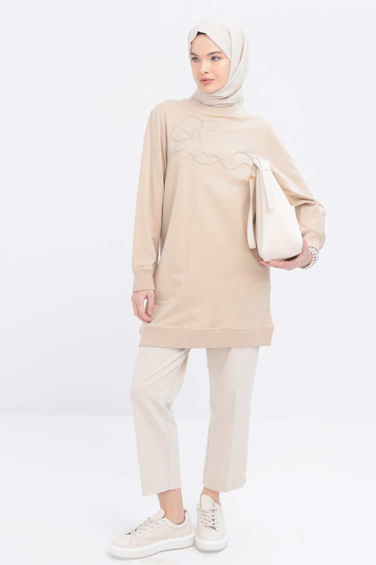 Beige-Stripe Swetshirt