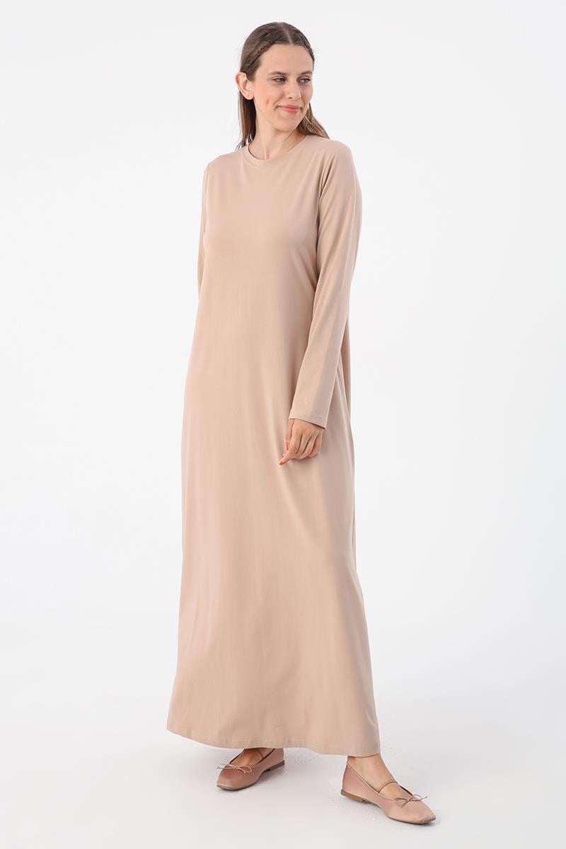Beige-Long Sleeve Underwear Dress