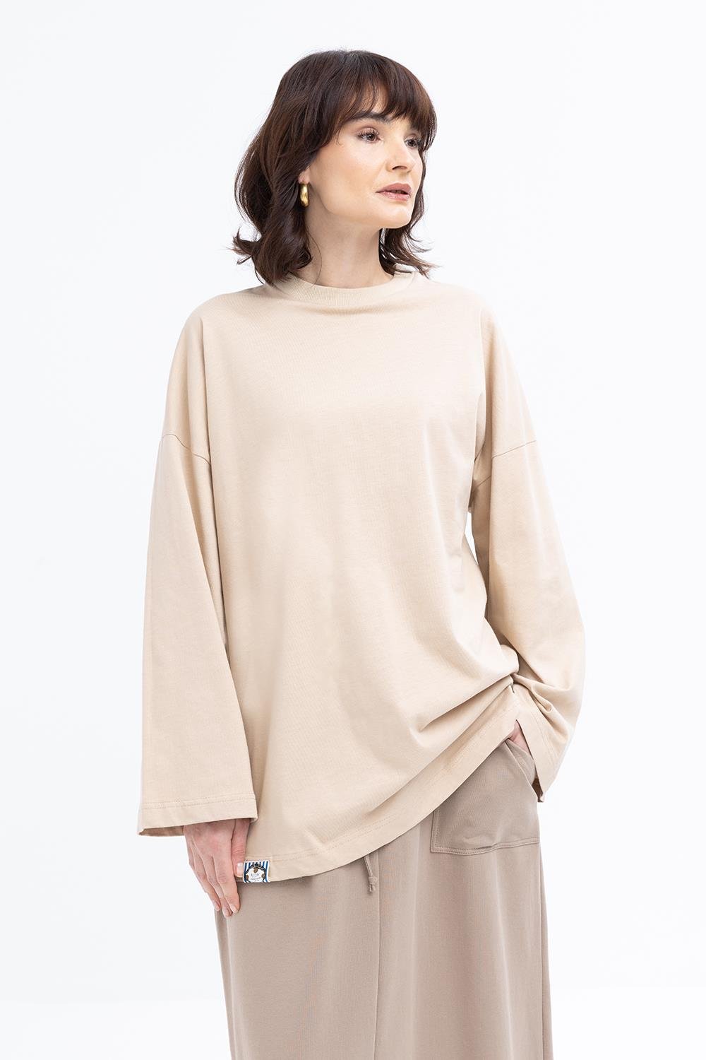 Beige-Stripe Swetshirt