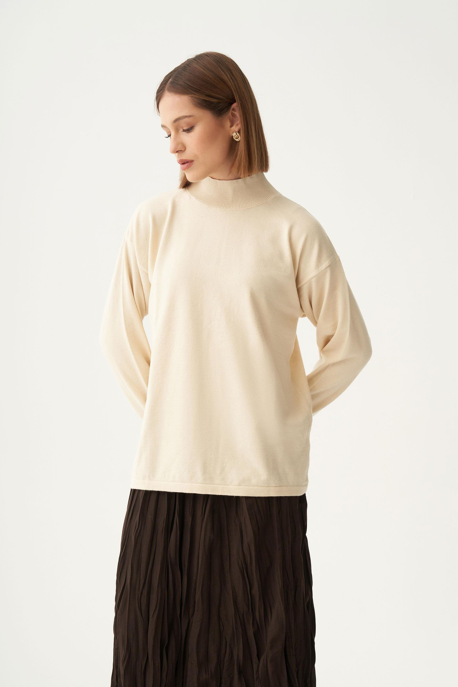 Bej-Yarım Balıkçı Kolsuz Kazak