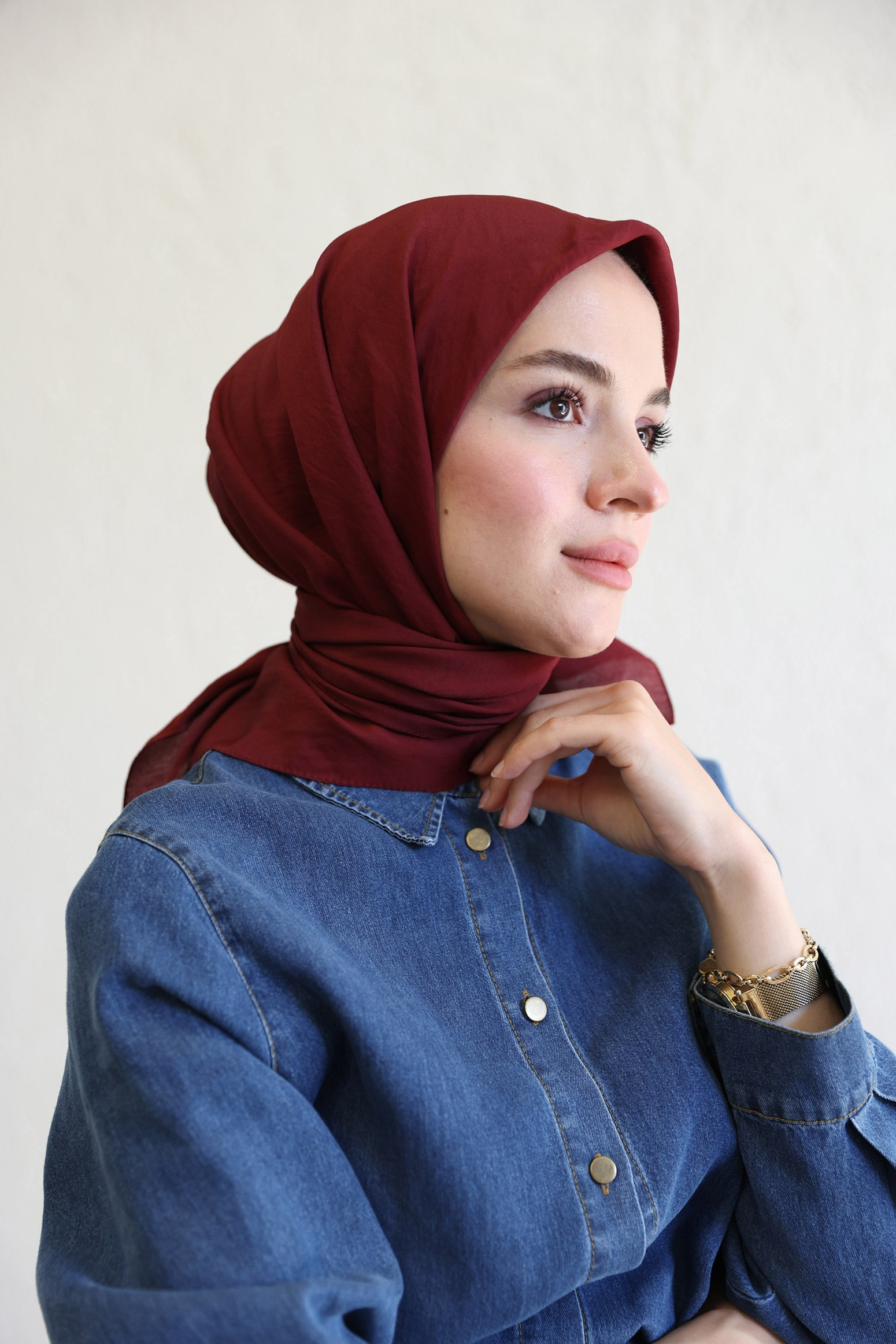 Bordo-Floş Viskon Eşarp