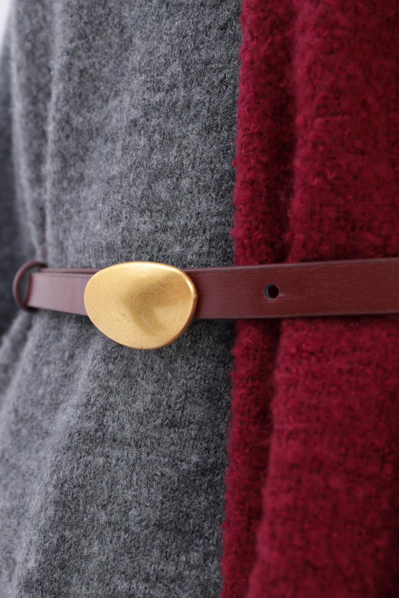 Bordo-Gold Tokalı Kemer