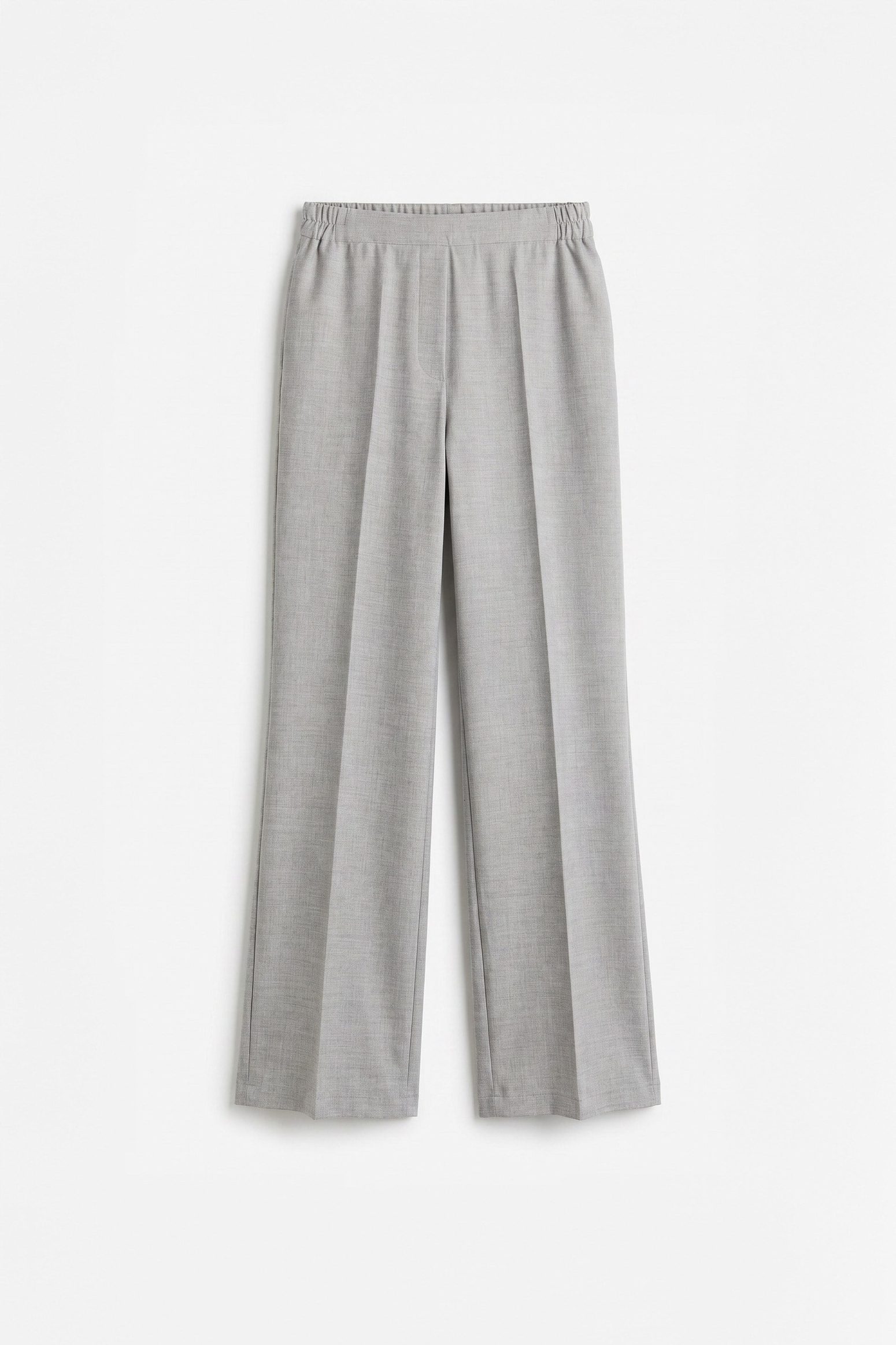 Gri-Geniş Paça Polyviskon Pantolon