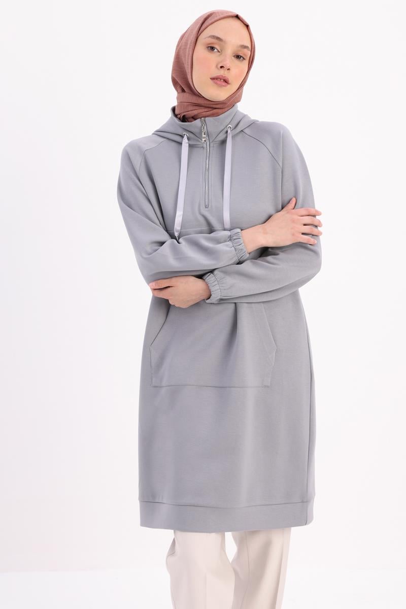 Gri-Ön Roba Dubleli Sweat Tunik