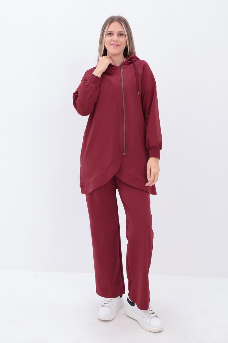 Gül-Yandan Fermuarlı Cepli Eşofman Takımı