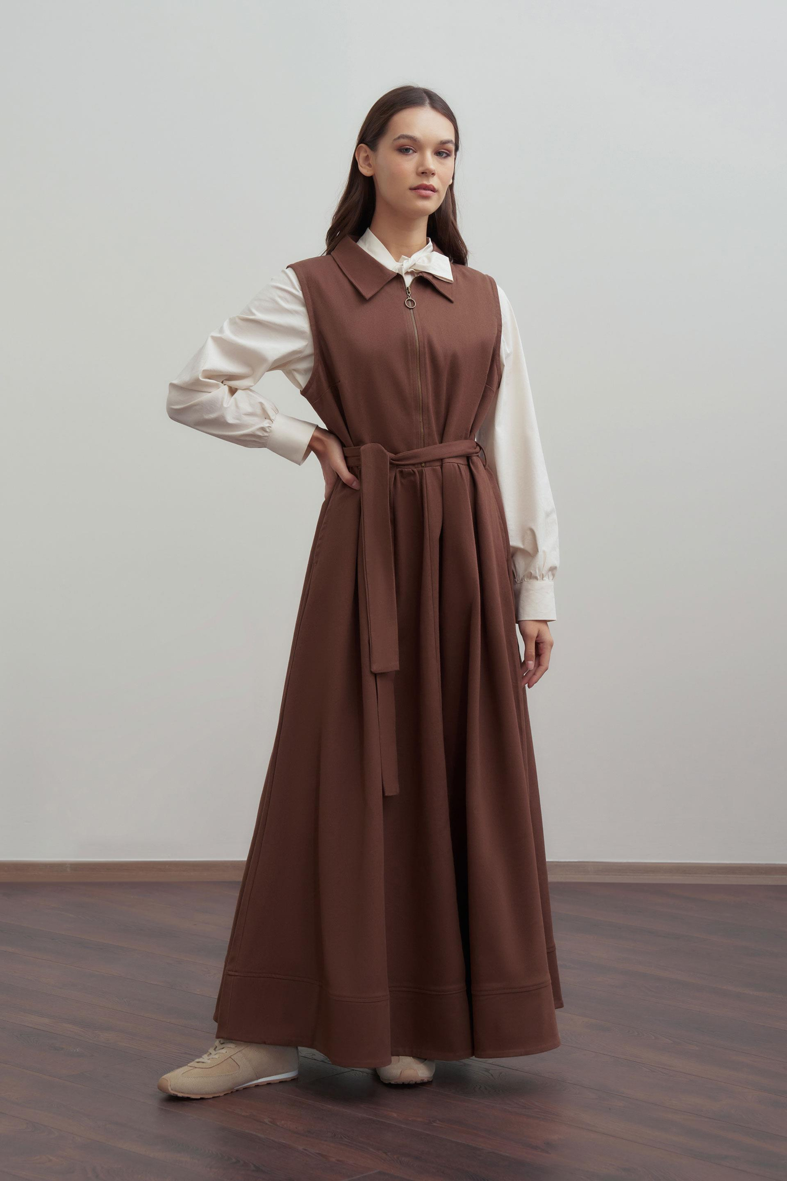 Kahve-Belden Baglamalı Gabardin Jile