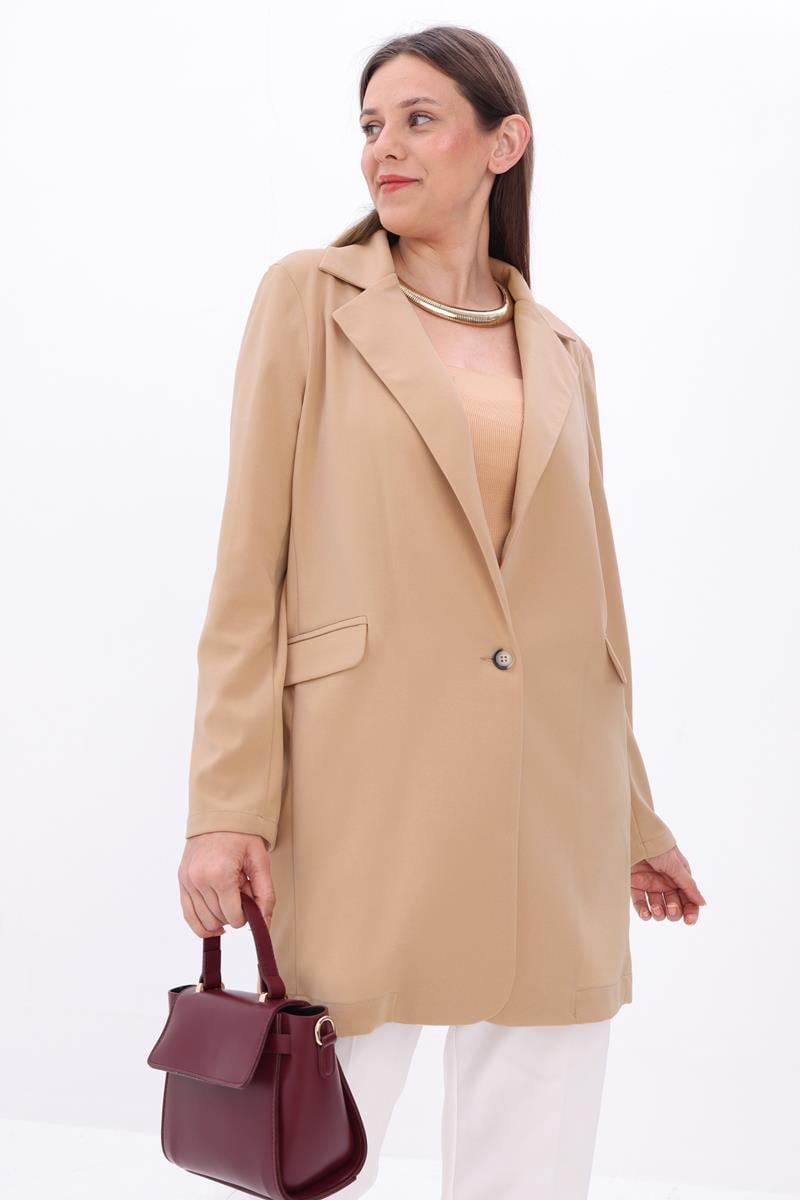 Kum-Tek Düğmeli Blazer Ceket