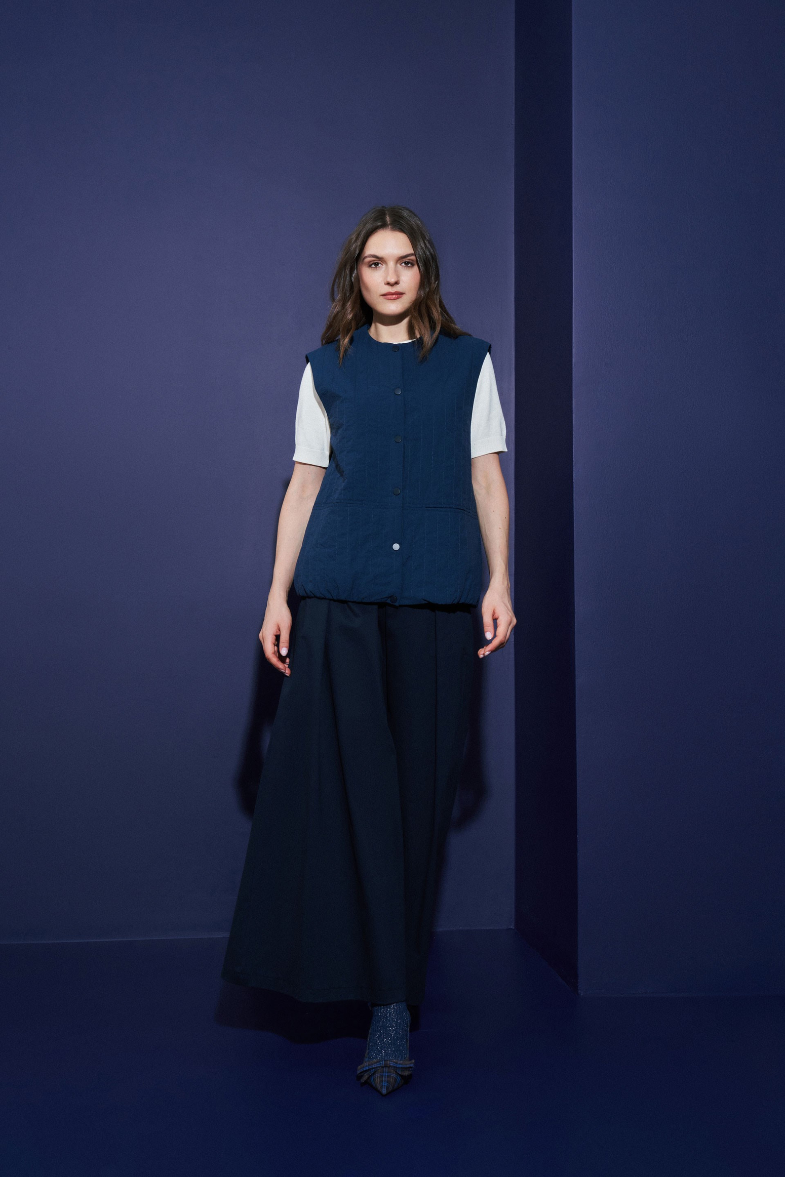 Lacivert-Çıtçıt Detaylı Teknik Yelek
