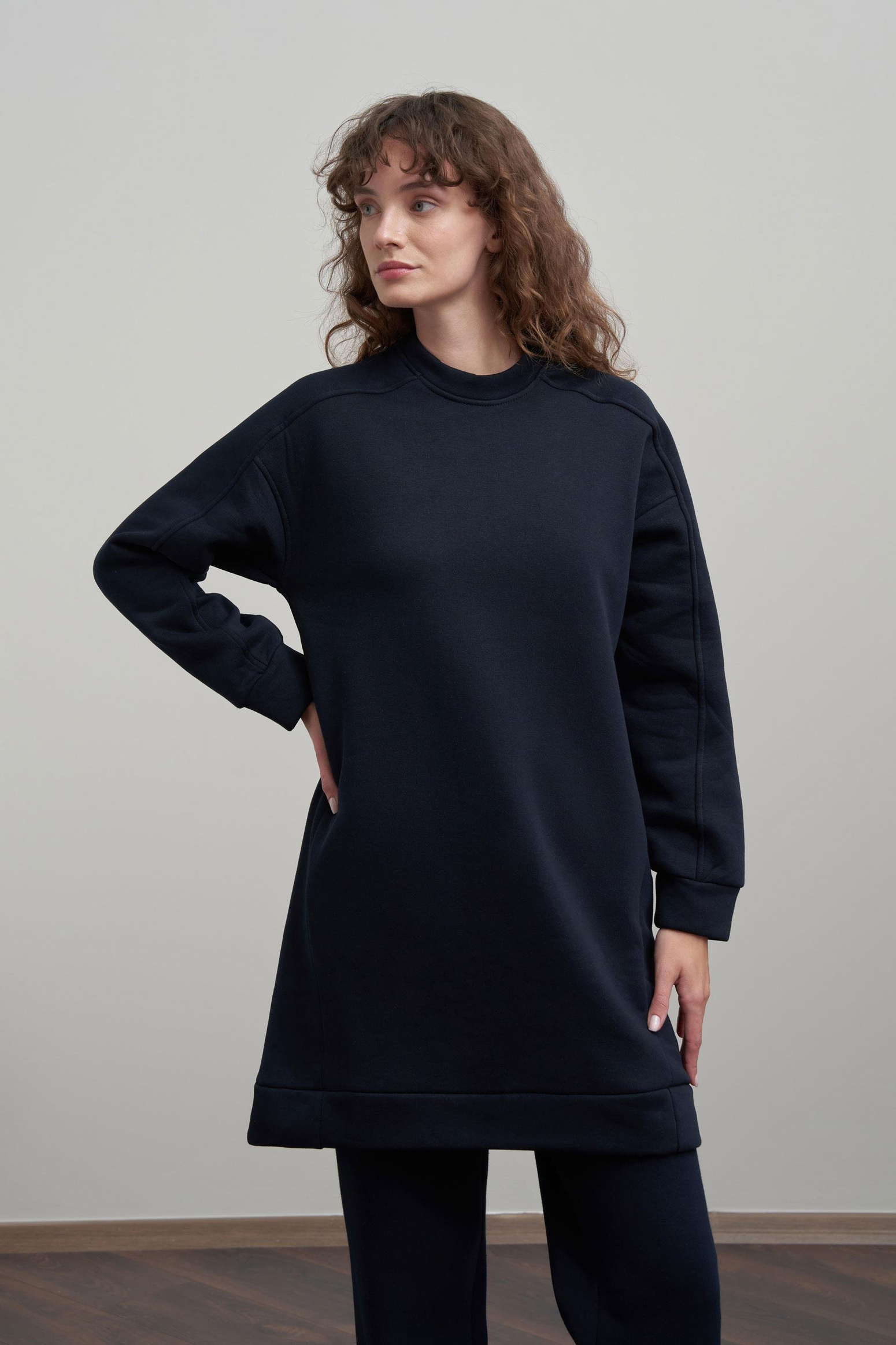 Lacivert-Pamuklu Uzun Kollu Sweatshirt