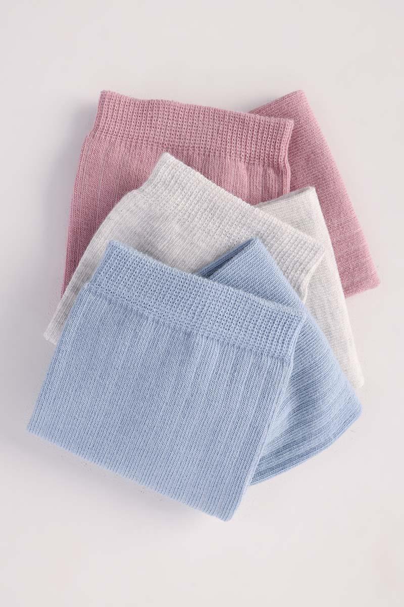 Mavi-Gül-Gri-3 Lü Soket Çorap Set