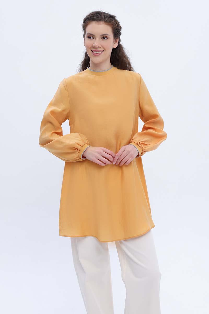 Sarı-Örme Bantlı Tunik