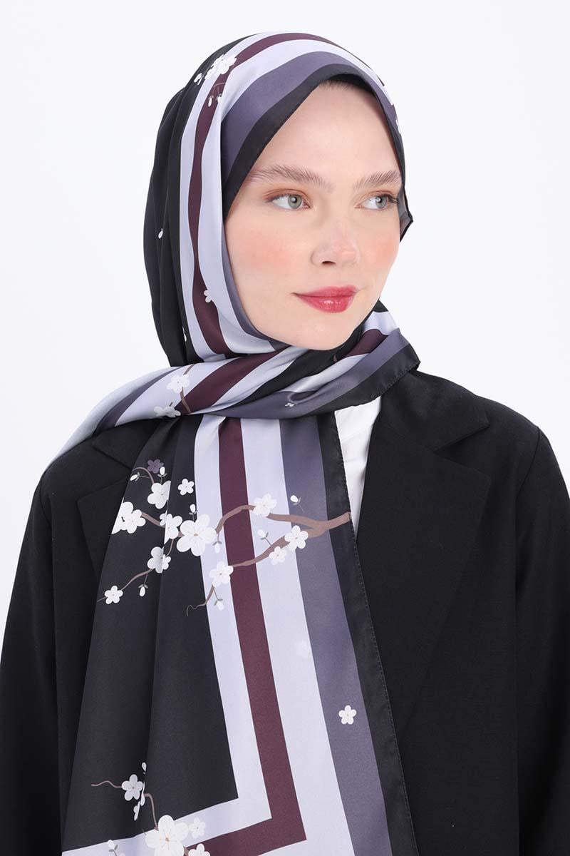 Siyah-Gri-Desenli Twill Şal
