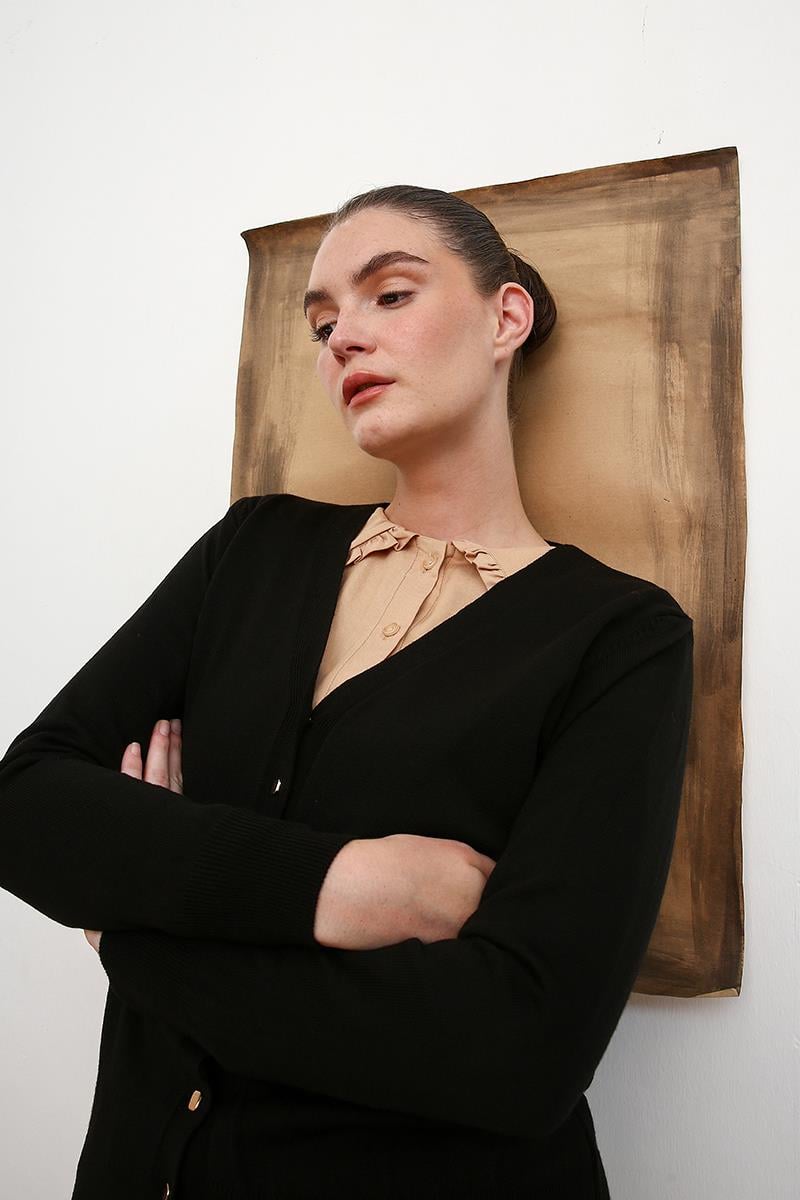 Cardigan en tricot noir-court