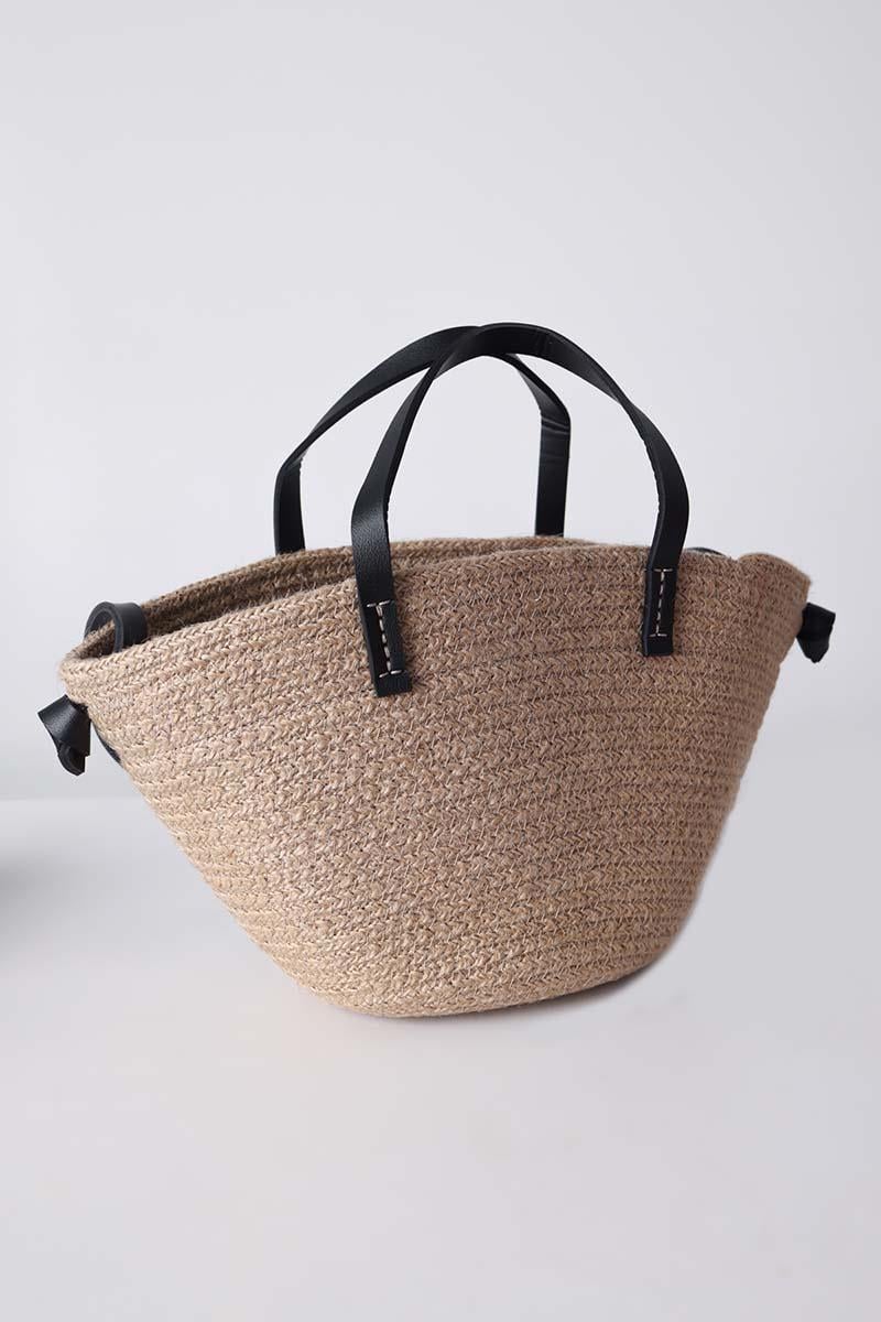 Siyah-Küçük Boy Hasır Çapraz Askılı Çanta