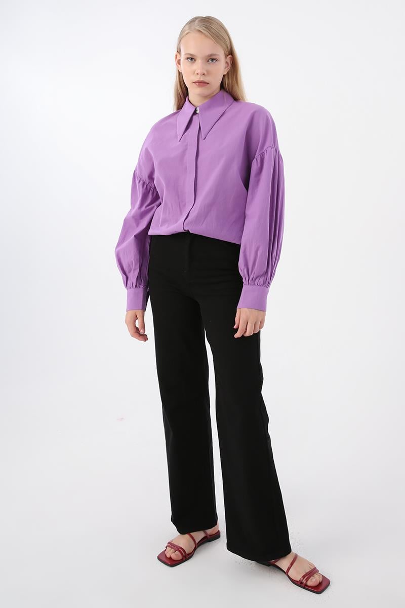 Siyah-Pamuklu Wide Leg Likralı Pantolon
