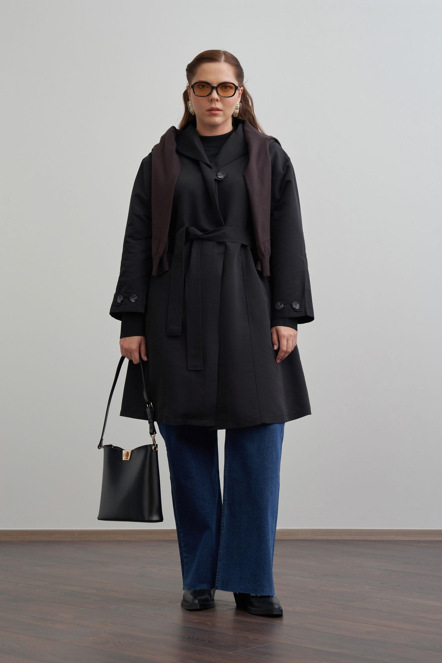 Siyah-Şal Yaka Trençkot