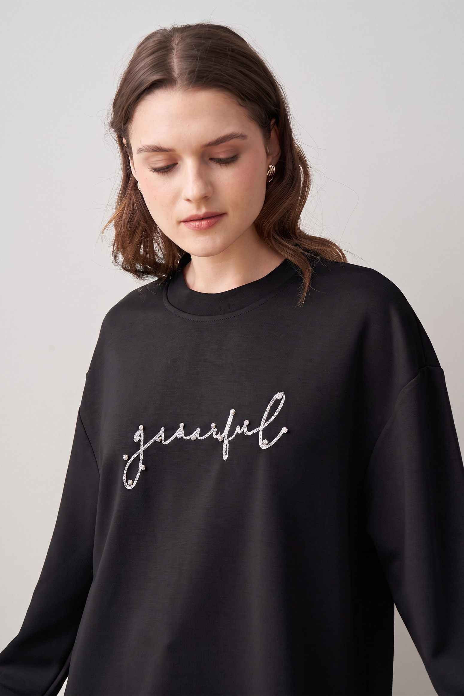 Siyah-Yumuşak Dokulu Sweatshirt