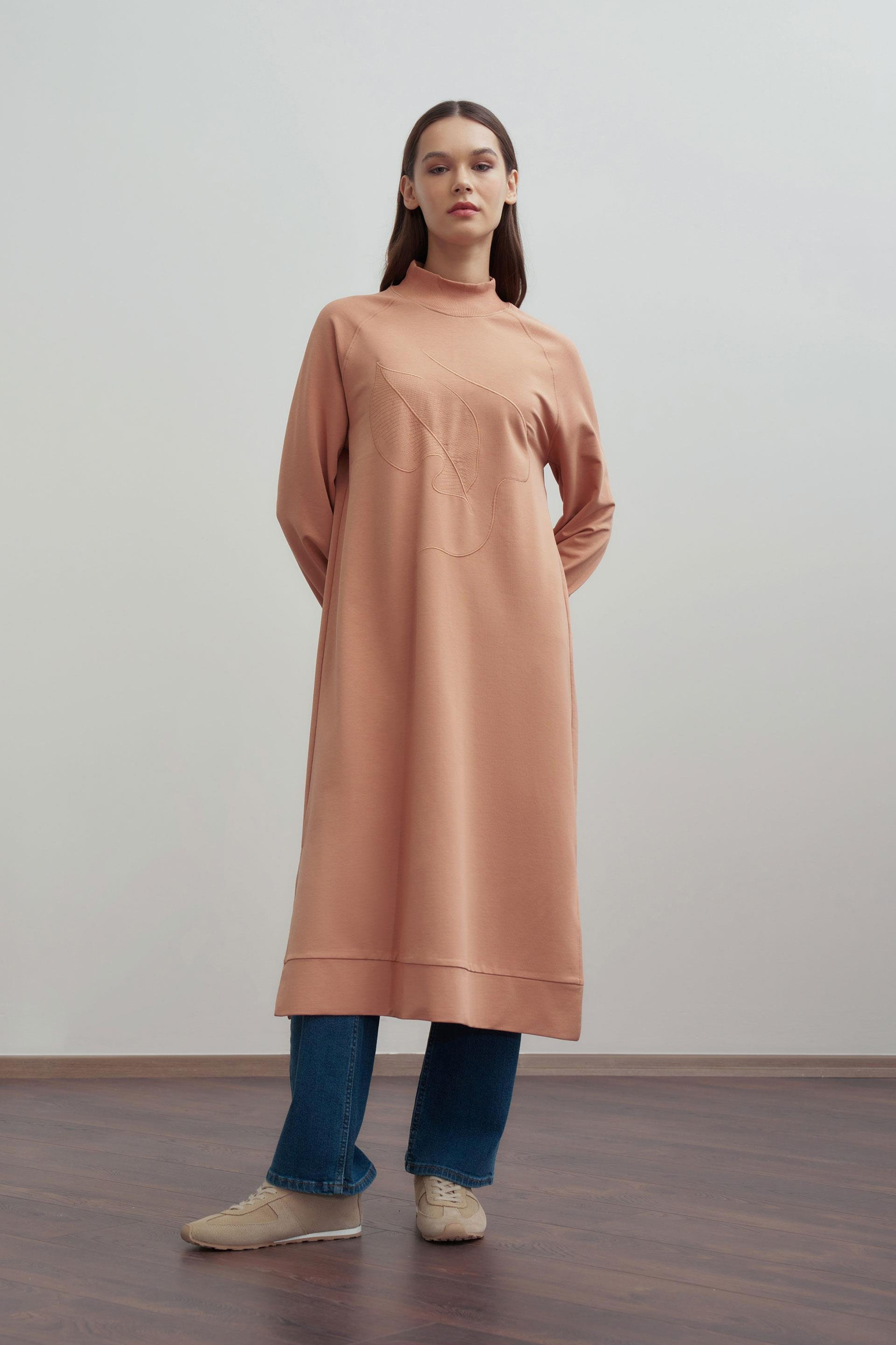 Somon-Nakışlı Uzun Tunik