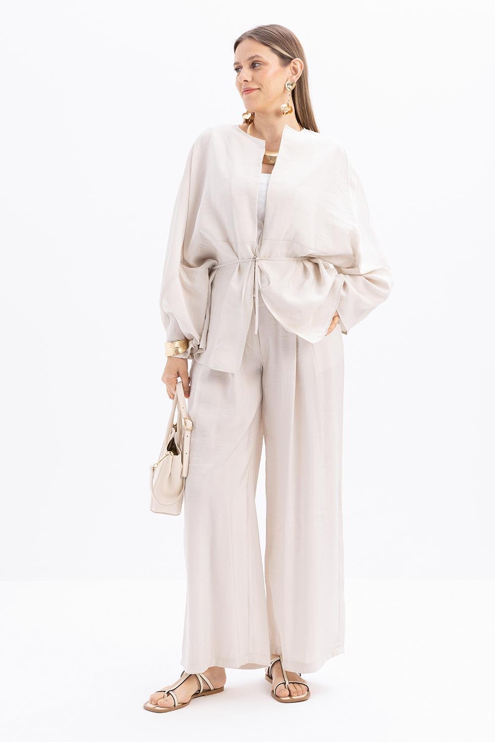 Stein-Kimono mit Bindegürtel