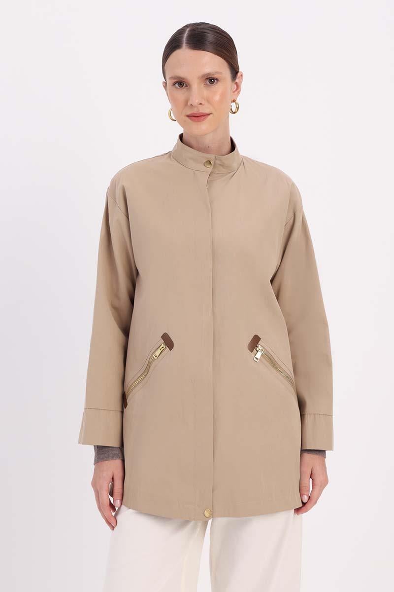 Stone-Pocket Zipped TRENCH COAT