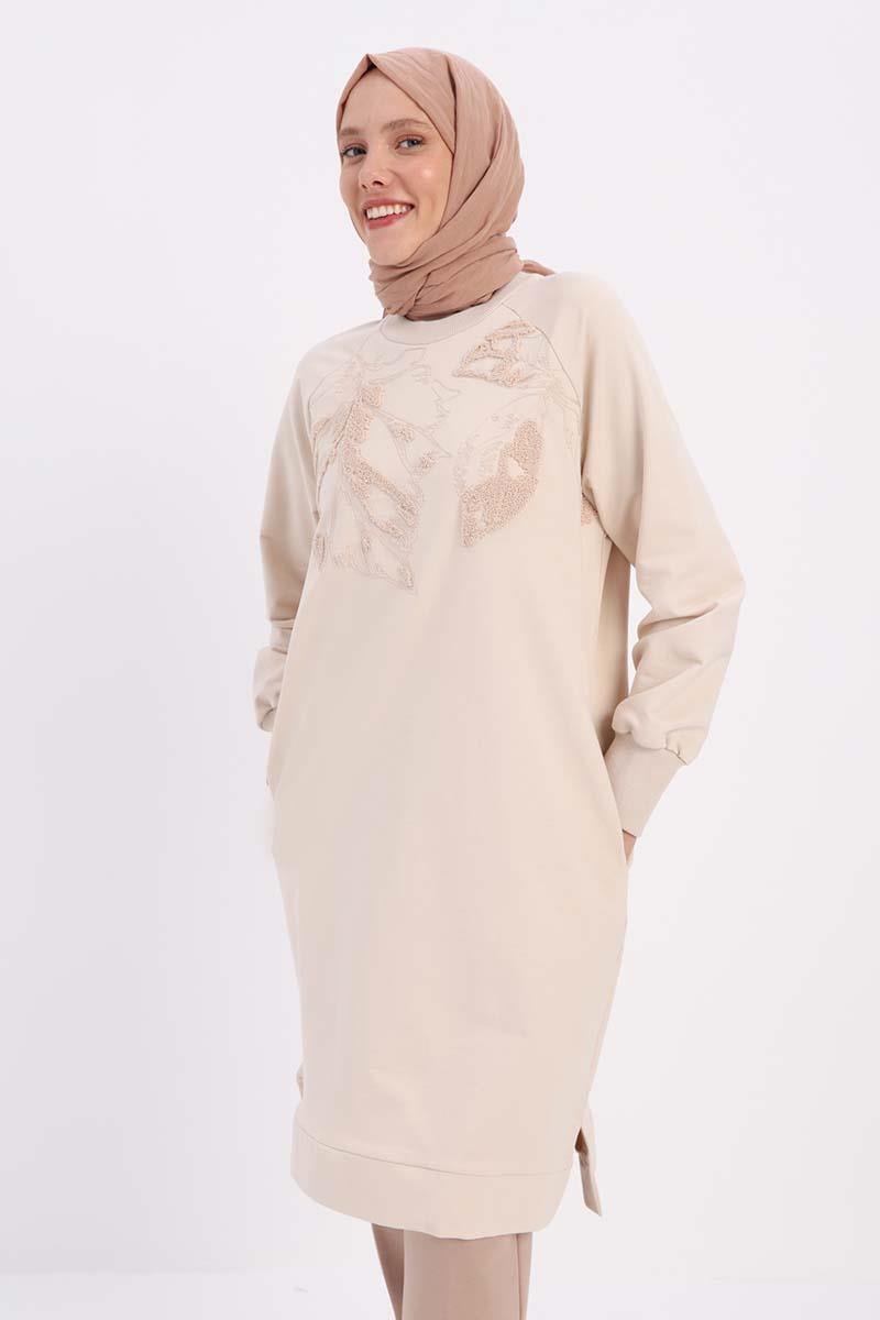 Taş-NAKIŞLI PİLİKAŞELİ SWEAT TUNİK